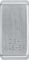 RRDWBS Front - This brushed steel finish rocker can be used to replace an existing switch rocker in the British General Grid range for easy identification of the device it operates and has 'DISH WASHER' embossed on it.