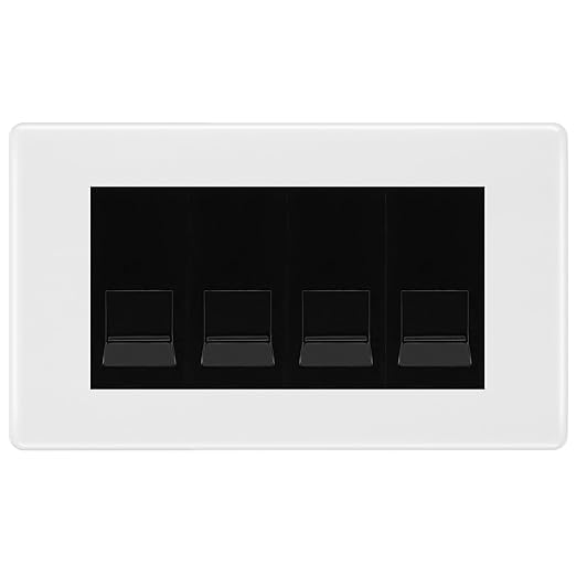 BG White Moulded 4 Gang IDC Secondary Telephone Socket - Black Insert