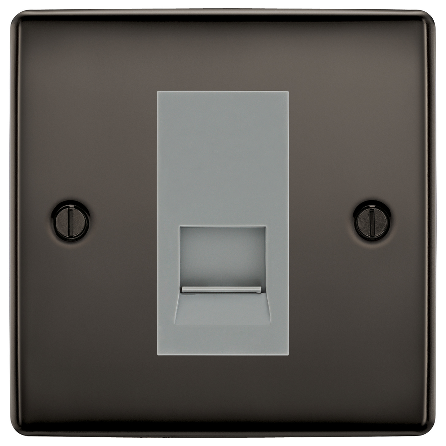 BG Nexus Black Nickel Single Master Telephone Socket – Grey Insert