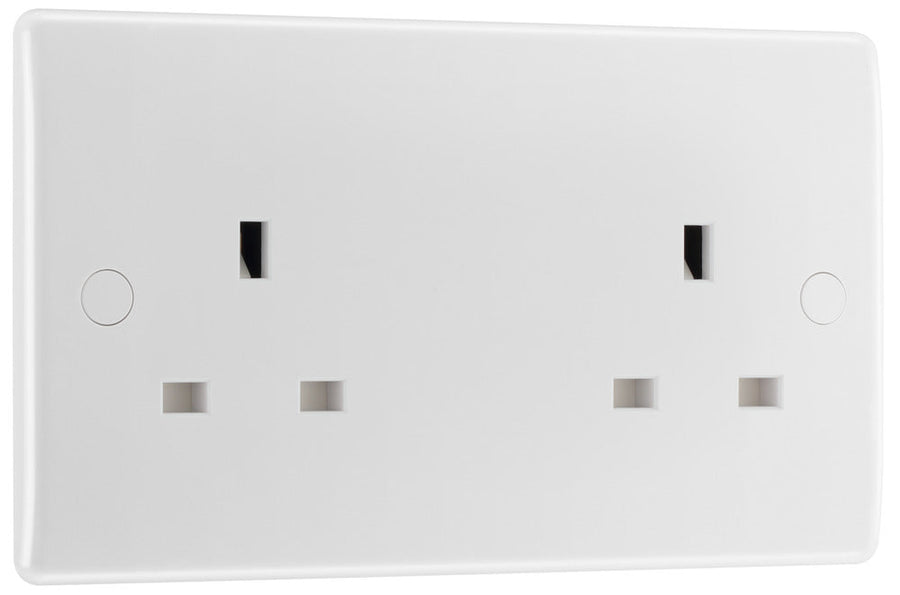 BG 824 Moulded Round Edge | White | 2 Gang 13A Unswitched Socket