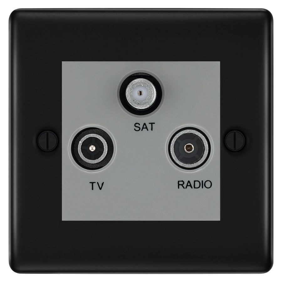 BG Nexus Metal Matt Black TV/FM/SAT Socket NFB67G