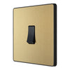 BG Evolve Satin Brass 1 Gang 20A 16AX Intermediate Light Switch PCDSB13B with 35mm Steel Back Box