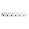 Masterplug SRG6210N Six Socket Surge Protected Extension Lead, 2 Metres, White