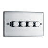 BG Nexus Polished Chrome 200W 2 Way Quad Trailing Edge Dimmer Switch NPC84 with 25mm Steel Back Box