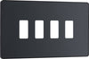 BG RPCDMG4B Evolve Grid Matt Grey 4 Module Rectangular Front Plate - Black Trim