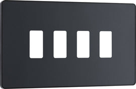 BG RPCDMG4B Evolve Grid Matt Grey 4 Module Rectangular Front Plate - Black Trim