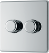 FPC82 Front - This trailing edge double dimmer switch from British General allows you to control your light levels and set the mood. The intelligent electronic circuit monitors the connected load and provides a soft-start with protection against thermal.