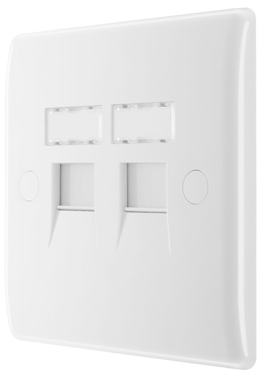 BG 8RJ45/2 Moulded Round Edge | White | RJ45 Double Data Outlet Socket ...