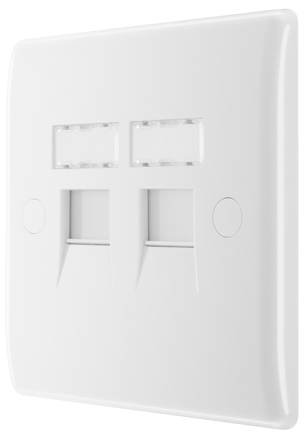 BG 8RJ45/2 Moulded Round Edge | White | RJ45 Double Data Outlet Socket ...