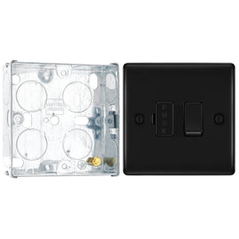 BG Nexus Matt Black 13A Switched Fused Connection Unit NFB50 with 25mm Steel Back Box