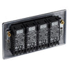BG Nexus Matt Black 200W 2 Way Quadruple Trailing Edge Dimmer Switch NFB84 with 25mm Steel Back Box