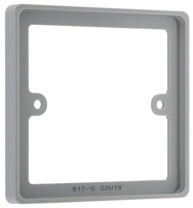 BG Nexus Grey 1 Gang Single 10mm Depth Square Spacer Frame Back Box Plate