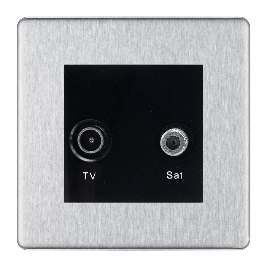 BG Screwless Brushed Steel TV & Satellite Socket FBSTVSATB