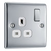BG Nexus Metal Polished Chrome 13A Single Socket NPC21W with 25mm Steel Back Box