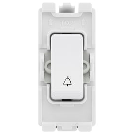 BG Evolve White RRBELLPCDW 20A DP Appliance Grid Switch Labelled Bell Symbol
