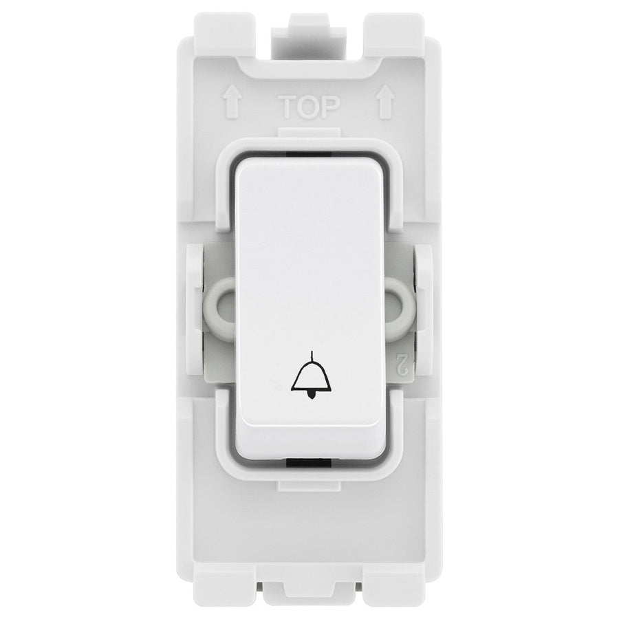 BG Evolve White RRBELLPCDW 20A DP Appliance Grid Switch Labelled Bell Symbol
