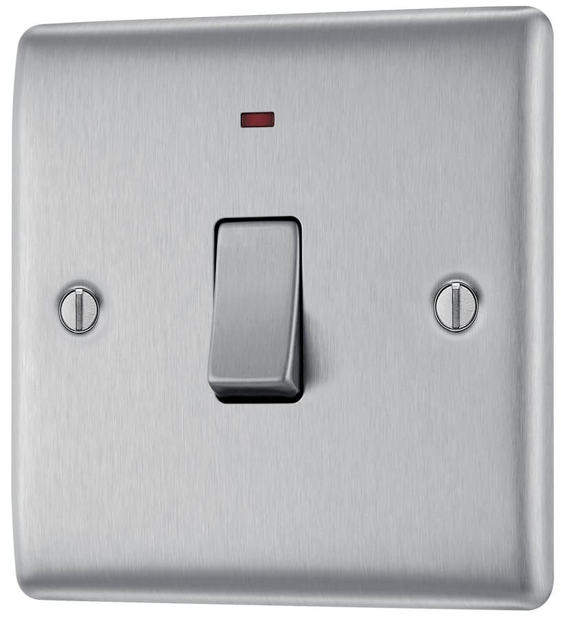 NBS31 Front - This 20A double pole switch with indicator from British General has been designed for the connection of refrigerators water heaters, central heating boilers and many other fixed appliances.