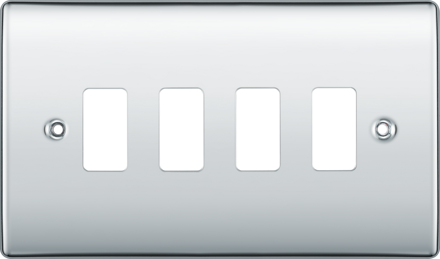 BG RNPC4 Nexus Grid Polished Chrome 4 Module Front Plate