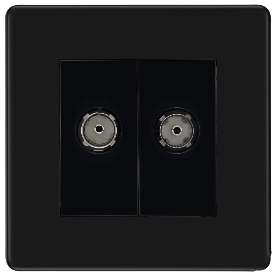 BG Nexus FFB61 Matt Black Double Co-Axial Socket for TV or FM