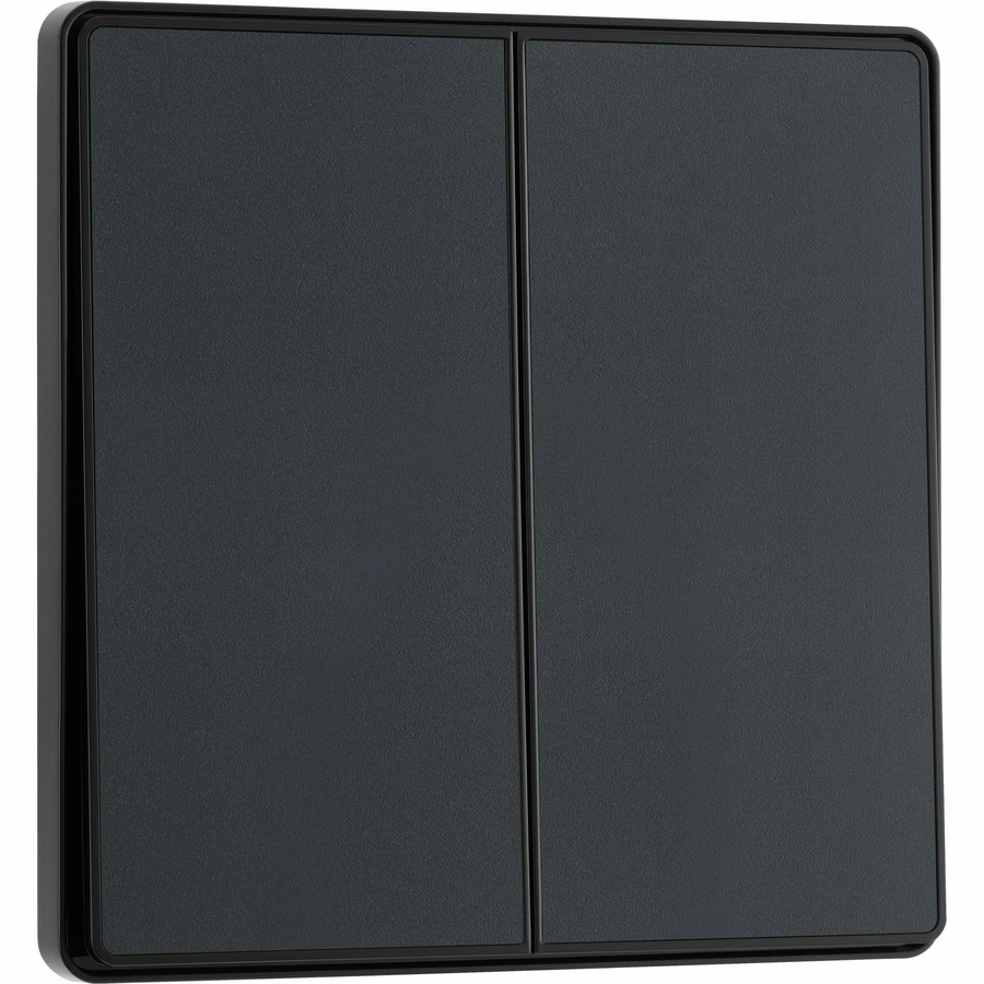 BG Evolve Matt Grey 2 Gang 2-Way 20A Edge to Edge Rocker Light Switch | PCDMG42EB