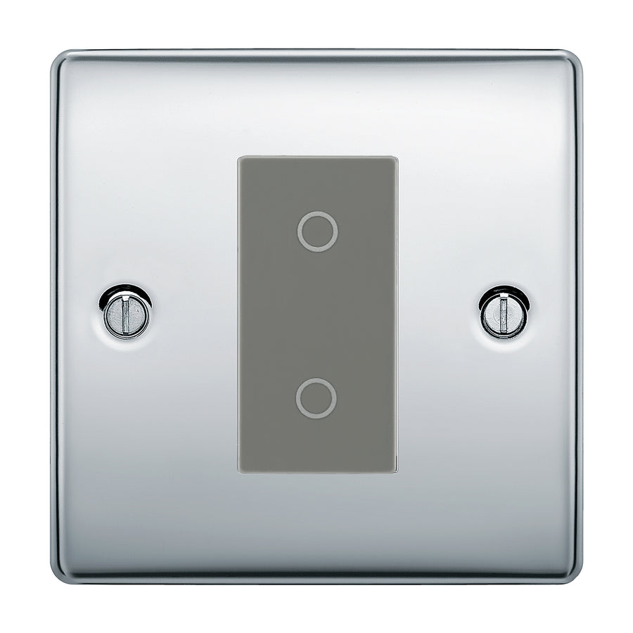 BG Nexus Polished Chrome Single Master Touch Dimmer Switch Grey Insert