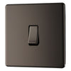 BG Screwless Black Nickel 20A 16AX 2 Way Single Light Switch FBN12 with 25mm Steel Back Box
