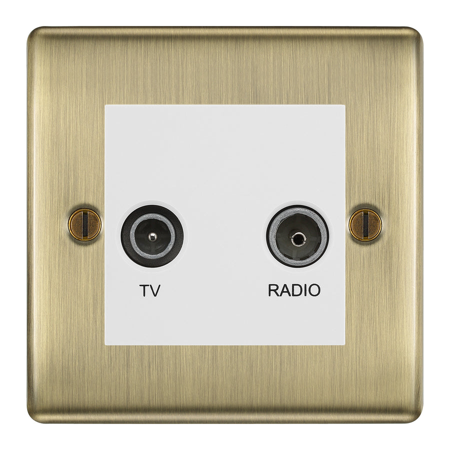 BG Nexus Metal Antique Brass TV & FM Socket NAB66W