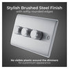 BG NBS83 Brushed Steel Trailing Edge Triple Dimmer Switch 3 Gang 2 Way LED
