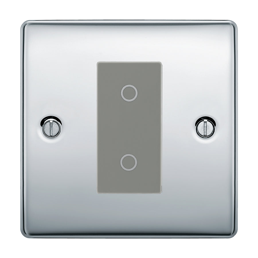 BG Nexus Polished Chrome Single Secondary Touch Dimmer Switch Grey Insert