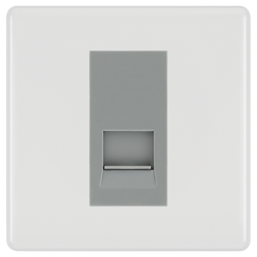 BG White Moulded Single Secondary Telephone Socket, Screw Terminal - Grey Insert