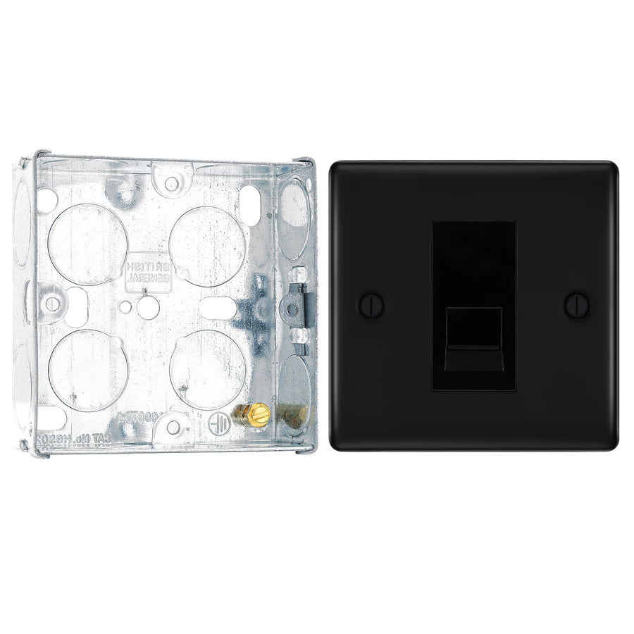 BG Nexus Matt Black Single RJ11 Data Outlet NFBRJ111 with 25mm Steel Back Box