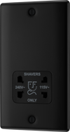 BG NFB20B Nexus Metal Matt Black 115-240V Dual Voltage Shaver Socket