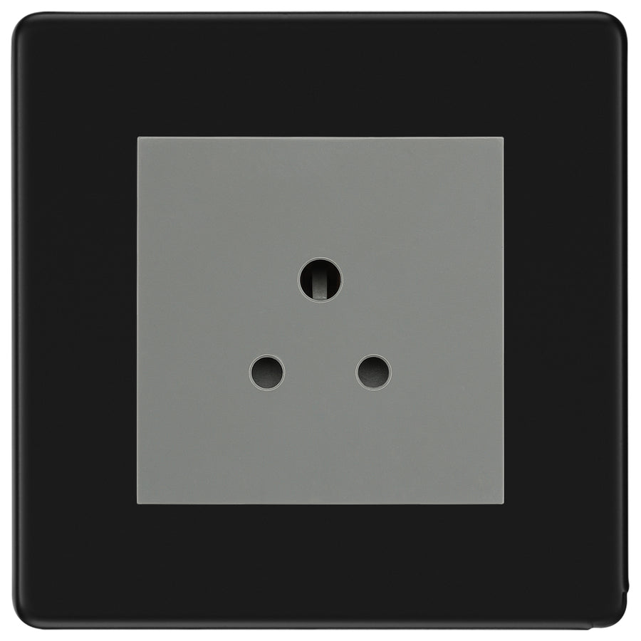 BG Flatplate Screwless Matt Black 2A Unswitched Socket FFB28MG