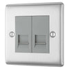 BG NBSBTS2 Nexus Metal Brushed Steel 2 Gang Slave Telephone Socket