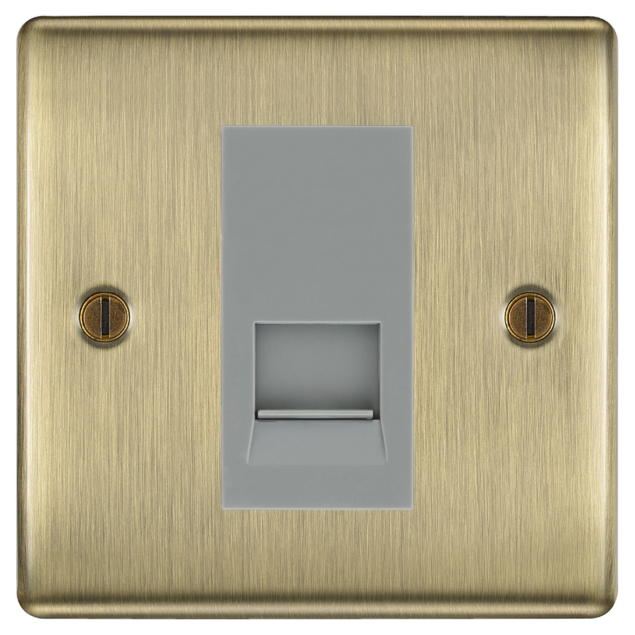 BG Nexus Antique Brass Single Master Telephone Socket – Grey Insert