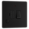 BG Screwless Matt Black 13A Switched Spur + Neon + Flex Outlet FFB53 with 25mm Steel Back Box