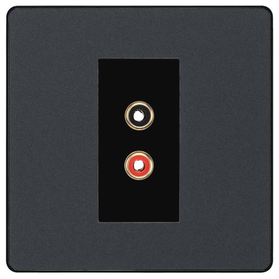 BG Evolve Matt Grey Euro Module RCA X 2 Outlet PCDMGRCA2B