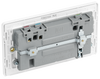 PCDBS22U3W Back - This Evolve Brushed Steel 13A double power socket from British General comes with two USB charging ports, allowing you to plug in an electrical device and charge mobile devices simultaneously without having to sacrifice a power socket.