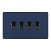 BG Evolve Matt Blue Custom Appliance Grid Switch 4 Gang Screwless