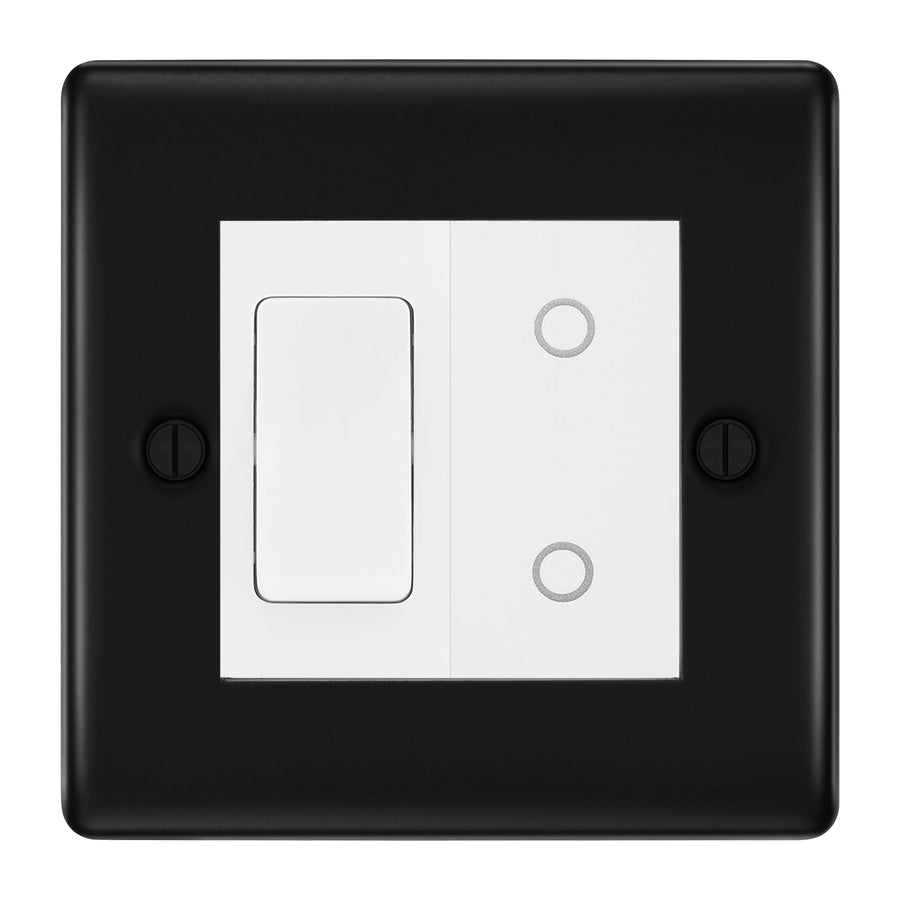 BG Matt Black 2G Custom Switch 1x 2 Way Switch 1x Secondary Touch Dimmer White Inserts