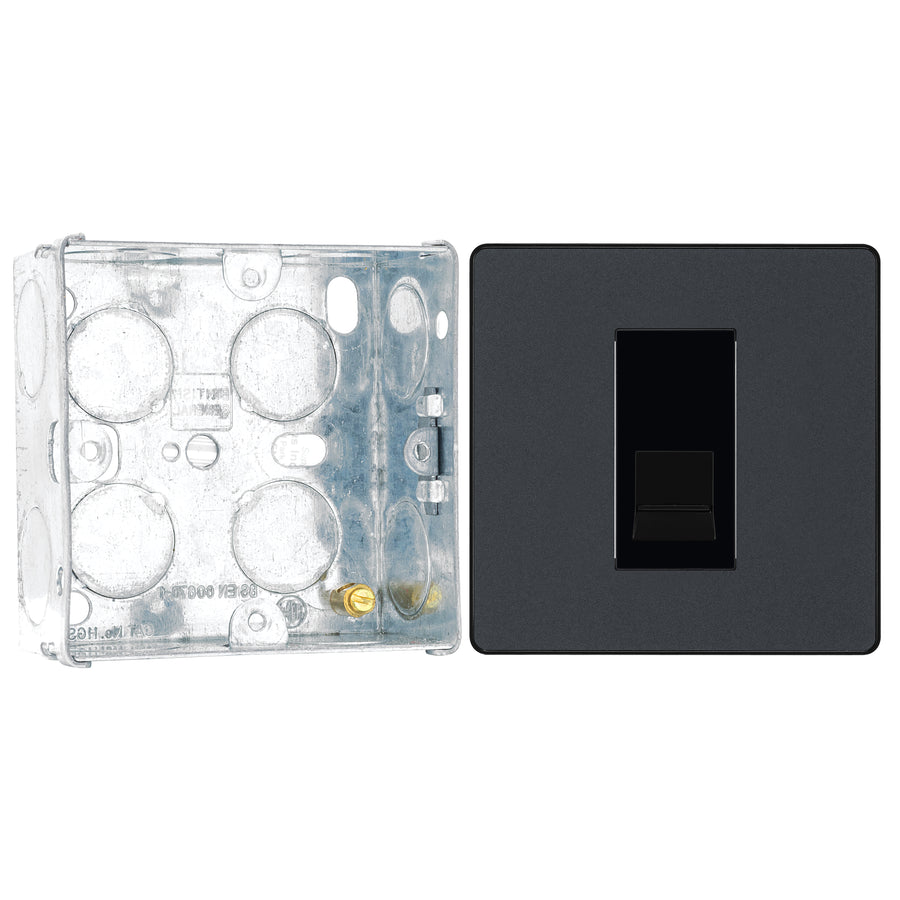 BG Evolve Matt Grey 1 Gang Master Telephone Outlet PCDMGBTM1B with 35mm Steel Back Box