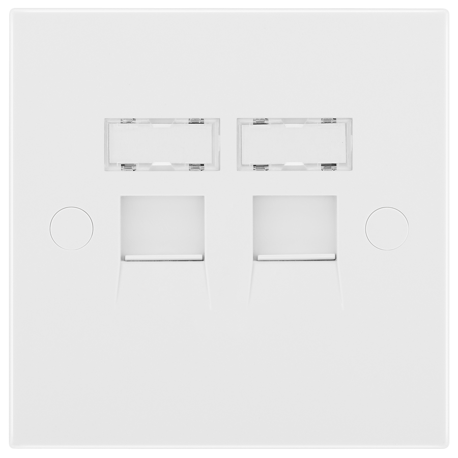 BG 9RJ45/2 Moulded Square Edge | White | 2 Gang RJ45 Screw Terminal Telephone Socket