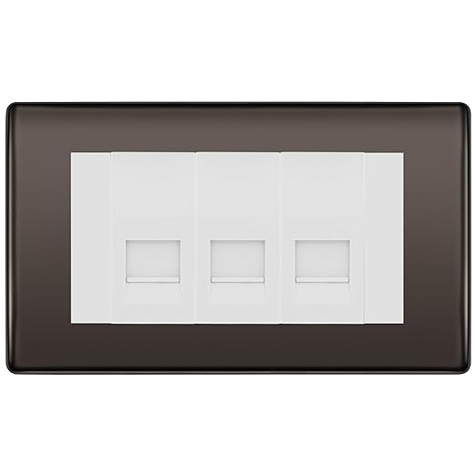 BG Nexus Black Nickel 3 Gang IDC Secondary Telephone Socket - White Insert
