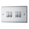 BG Nexus Metal Polished Chrome 20A 16AX 2 Way Quadruple Light Switch NPC44 with 25mm Steel Back Box