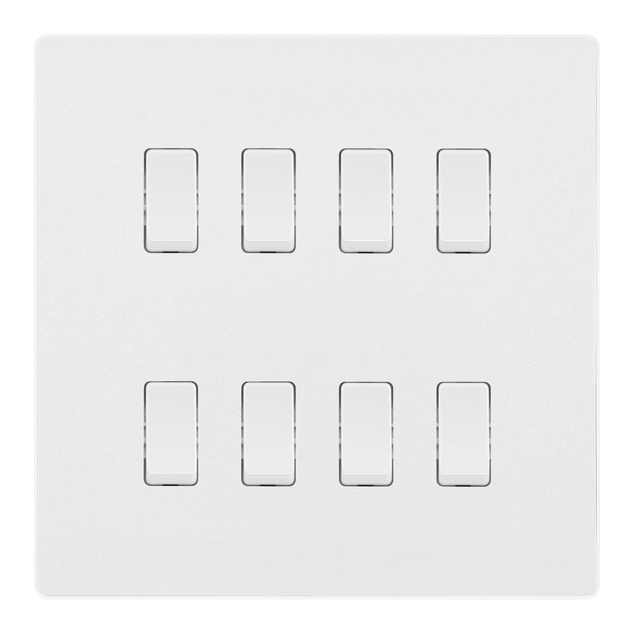 BG Evolve Pearlescent White 8 Gang Custom Grid Light Switch