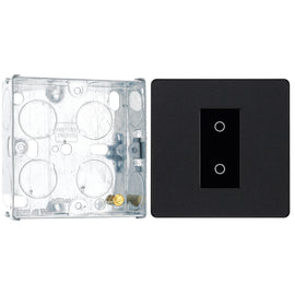 BG Evolve Matt Black 1 Gang 200W Trailing Edge Master Touch Dimmer PCDMBTDM1B with 25mm Steel Back Box