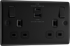 BG Nexus NFB22UAC22B 2 Gang Matt Black Switched Plug Socket 13A - With USB