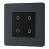 BG Evolve Matt Grey Double Master Touch Dimmer Switch PCDMGTDM2B with 35mm Steel Back Box