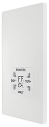 PCDCL20W Side - This Evolve pearlescent white dual voltage shaver socket from British General is suitable for use with 240V and 115V shavers and electric toothbrushes.