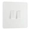 BG Evolve Pearlescent White 20A 16AX 2 Way Double Light Switch PCDCL42W with 25mm Steel Back Box